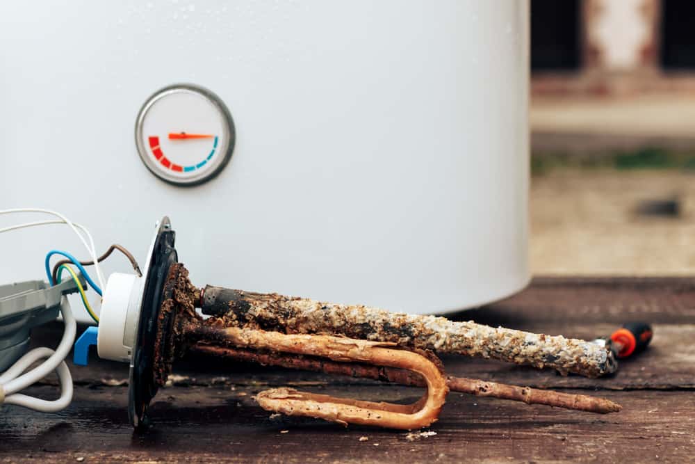 rusted elements of a hot water heater.