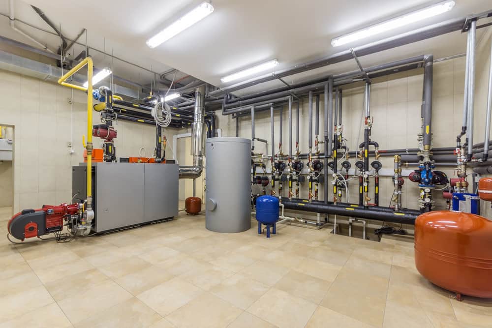 gas boiler in a boiler room.