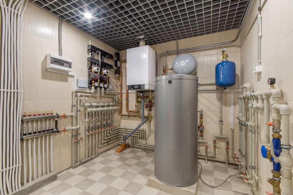 boiler in a boiler room.